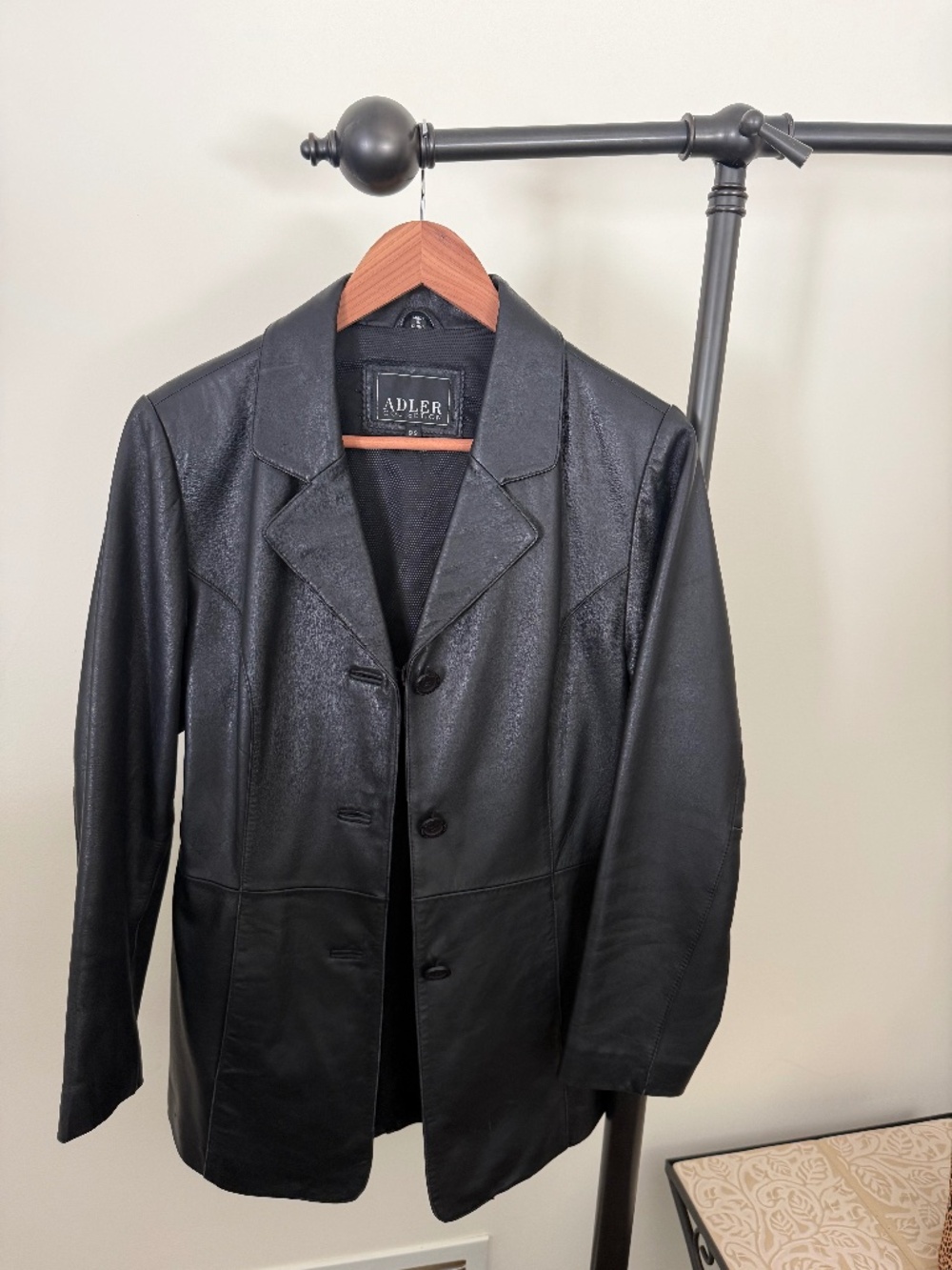 Vintage Adler Collection Black Genuine Lambskin Leather Blazer Jacket